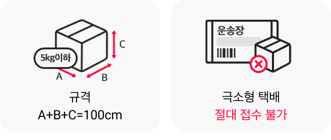 규격, 접수불가택배안내